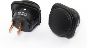 Переключатель клавишный, контакты 2T, 25А, 12В, ON-OFF, d24, подсветка черная, R13-203A8