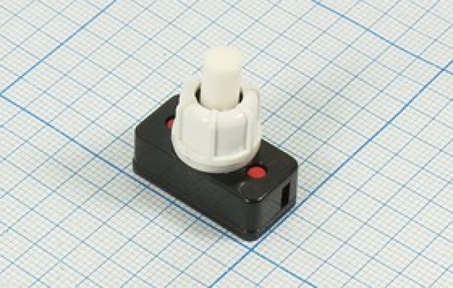 Переключатель кнопочный, d10, 220В, 1.0А, ON-OFF, белый, контакты 2C, PBS-17A-2