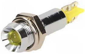 SMBD06104, LED Indicator, Yellow, 6.2mm, 28V, Solder Tag, 1.3 x 0.3 mm