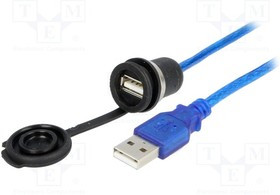 1310-1002-03, Кабель / адаптер; гнездо USB A,вилка USB A; 1310; с заглушкой
