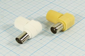 Штекер TV, винт, на кабель, пластик, угловой