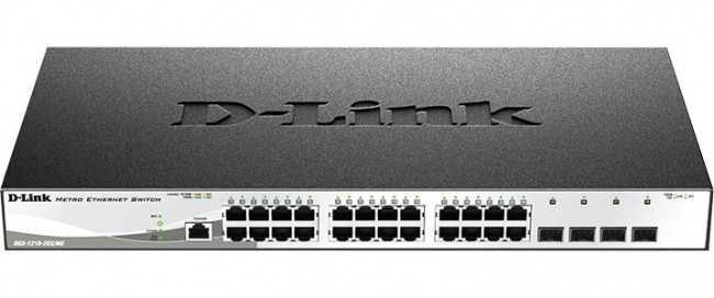 D-Link DGS-1210-28X/ME/B1B Управляемый L2 коммутатор с 24 портами 10/100/1000Base-T и 4 портами 10GBase-X SFP+
