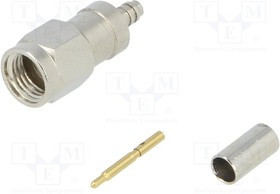 SMA502RG316W41, Вилка, SMA, "папа", прямой, 50Ом, RG316, обжим, на провод, тефлон