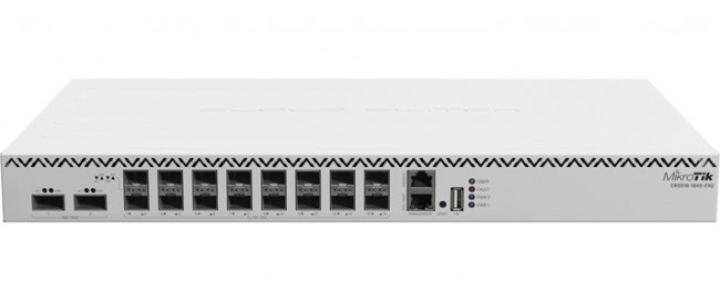 Коммутатор MikroTik CRS518-16XS-2XQ 16xSFP28 25Гб, 2xQSFP28 100Гб, 1xRJ45 100Мб, коммутация до 1.2Тб, RouterOS