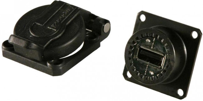 USBF21ZNSCC, Straight, Panel Mount, Socket Type A 2.0 IP68 USB Connector