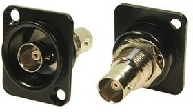 CP30121, Panel Feedthrough Connector, Black Metal Frame, 75Ohm, BNC Socket - BNC Socket