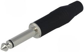 ACPM-GB, Вилка; Jack 6,35мм; "папа"; mono; прямой; на провод; пайка; черный