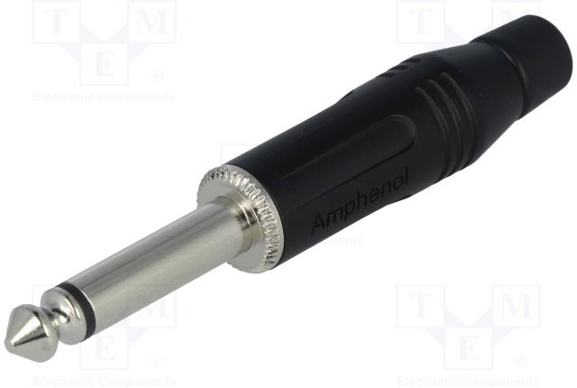 ACPM-GB, Вилка; Jack 6,35мм; "папа"; mono; прямой; на провод; пайка; черный