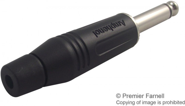 ACPM-GB, Вилка; Jack 6,35мм; "папа"; mono; прямой; на провод; пайка; черный