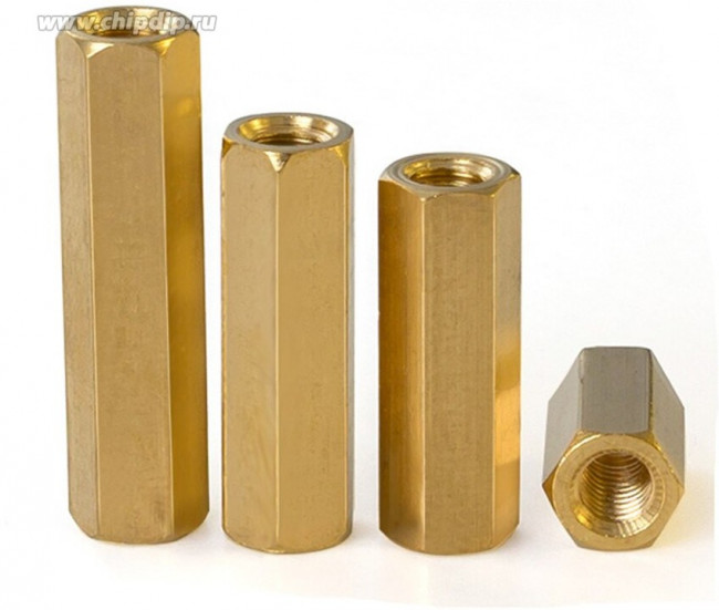 Стойка для печатных плат латунная М2 высота 6 мм (мама-мама)