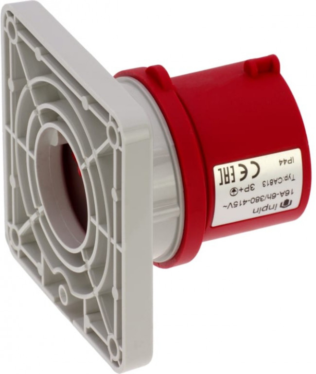 Встраиваемая вилка 16A/400V/3P+E/IP44, фланец 86x86 CA813