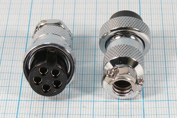 Разъем микрофонный MIC20 розетка, контакты 5P, монтаж на кабель, М19, XS20JK5P-F[MS-DF-20-5]