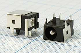 Разъем питания DC розетка, d2.5 D5.5, 3C 2C экранированный, на плату, угловой, PJ003BC