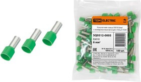 Наконечник-гильза Е6018 6мм2 с изолированным фланцем (100шт) TDM