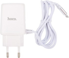 Блок питания (сетевой адаптер) HOCO C82A Real power 2xUSB, 2.4A с кабелем micro USB (белый)