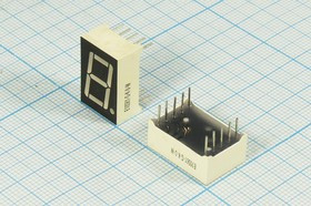 Светодиодный дисплей зеленый, 7 сегментов, 1 разряд, высота 14,2 мм, 12000 мкд, E10561GK; №5347 G СД