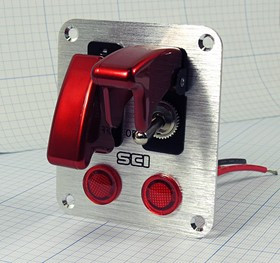 Панель с защитой на два тумблера 12В/20А; №12509R Панель 69x80\12В\20А\ПРычx2&amp; ЛСдx2\ILкр\R18-P2A\