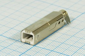 Разъем USB вилка, тип B, контакты на кабель, пайка, USB B CP1