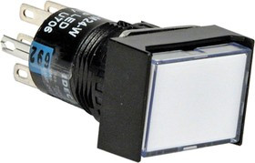 AL6H-A24-W, Illuminated Push Button Switch, Latching, Panel Mount, DPDT, White LED, 250V, IP40