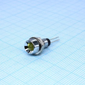 LA03W/Y, Светодиод 3мм/желтый/585нм/8мкд/50° в корпусе, гайка d=6мм