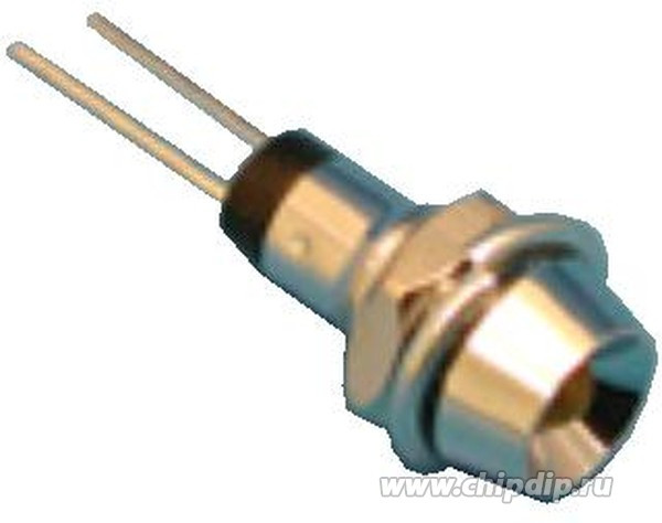 LA03W/Y, Светодиод 3мм/желтый/585нм/8мкд/50° в корпусе, гайка d=6мм