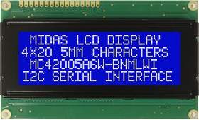 MC42005A6W-BNMLWI-V2, MC42005A6W-BNMLWI-V2 Alphanumeric LCD Alphanumeric Display, 4 Rows by 20 Characters MC42005A6W-BNMLWI-V2, MC42005A6W-BNMLWI-V2 Alphanumeric LCD Alphanumeric Display, 4 Rows by 20 Characters