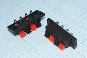 Клеммник колодка, 4 клеммы на панели, 2 красных и 2 черных, зажим; Q-62 клеммн колод 4/1\\4C \пан 2отв\2кр2чер\зажим