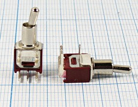 Переключатель рычажный, 220В, 1.5А, ON-ON, диаметр отверстия на панели 5мм, металл; Q-2571 N ПРыч\220В\ 1,5А\ON-ON\d 5,0\мет\ 3PF\SMTS-102-2