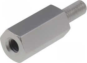 212X10, Дистанцирующая стойка с резьбой, латунь, 10мм, никель, Ключ 5мм