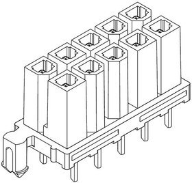 46010-0612, Power to the Board M-F HCS+ Vert Rec Hdr 6ckt V-2 Gold