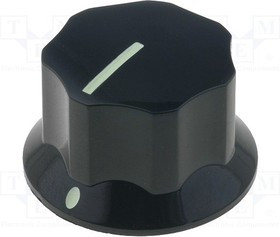 GF6M-25X15-C, Ручка, с указателем, бакелит, dоси: 6мм, d21x15мм, черный