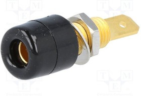 IBU5568AU-SW, Гнездо, "банан" 4мм, 32А, 33ВAC, 70ВDC, черный, позолота, на панель