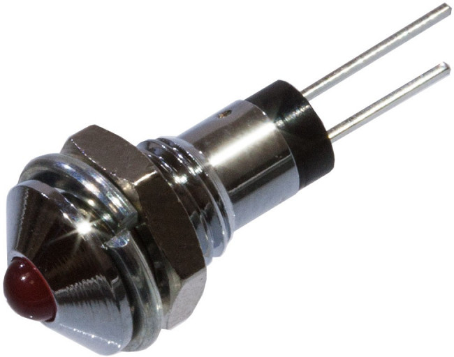 H10+B5133b, Светодиод красный 3мм с держателем на панель М6