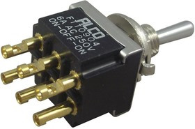 4-6437630-6, Рычажный переключатель, Вкл.-Выкл.-Вкл., DPDT, Без Подсветки, F, Панель, 6 А