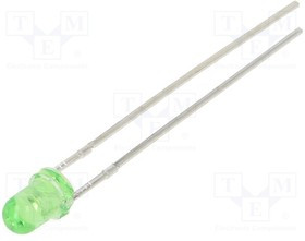 OSG53133A-VV, LED; 3mm; green; 4200mcd; 30°; Front: convex; 3?15V; Pitch: 2.54mm OSG53133A-VV, LED; 3mm; green; 4200mcd; 30°; Front: convex; 3?15V; Pitch: 2.54mm