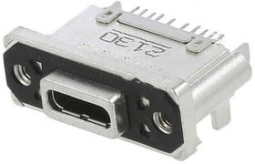 MUSBR-M5C1-M0, Герметичный разъем USB, USB Типа C, USB 3.1, Гнездо, 24 Позиции, Монтаж в Панель, IP67