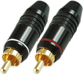 Разъем RCA штекер металл на кабель, красный и белый Nakamichi 47мм, Gold, PL2160
