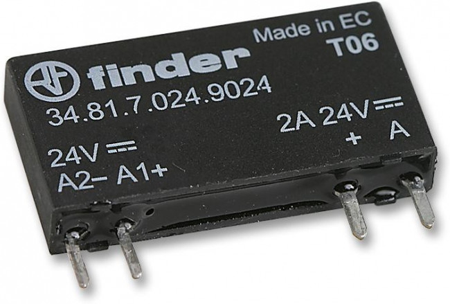 34.81.7.005.8240, 34 Series Solid State Relay, 2 A Load, PCB Mount, 240 V ac Load, 10 V dc Control