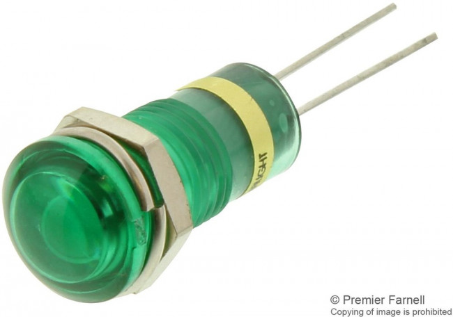 608-1231-110F, LED Panel Mount Indicators GREEN DIFFUSED