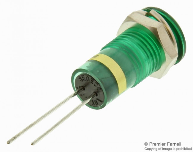 608-1231-110F, LED Panel Mount Indicators GREEN DIFFUSED