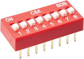 BDB10, DIP / SIP переключатель, 10 схем(-а), Raised Slide, Сквозное Отверстие, SPST-NO, 5 В, 100 мА