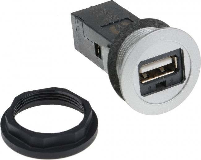 09454521901, Straight, Panel Mount, Socket Type A 2.0 USB Connector