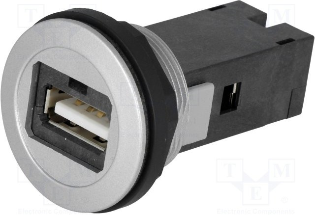 09454521901, Straight, Panel Mount, Socket Type A 2.0 USB Connector