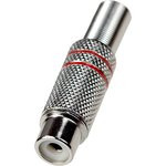 1-209, гнездо RCA металл на кабель пайка красный