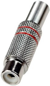 1-209, гнездо RCA металл на кабель пайка красный
