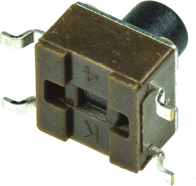 4-1437565-9, Black Button Tactile Switch, SPST 50 mA @ 12 V ac 3.4mm Through Hole