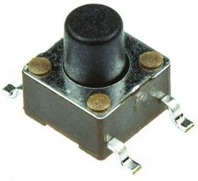 4-1437565-9, Black Button Tactile Switch, SPST 50 mA @ 12 V ac 3.4mm Through Hole