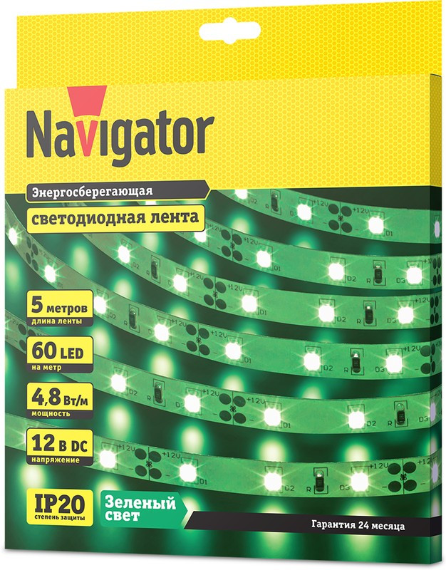 СД Лента Navigator 80 296 NLS-3528G60-4.8-IP20-12V R5
