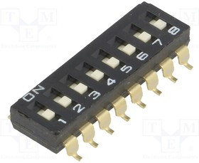 A6S-8101-H, DIP Switches / SIP Switches Dip Switch 8 Poles, Flat