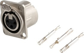 NC3FD-LX-HA, Panel Mount XLR Connector, Female, 50 V, 3 Way, Silver over Nickel Plating
